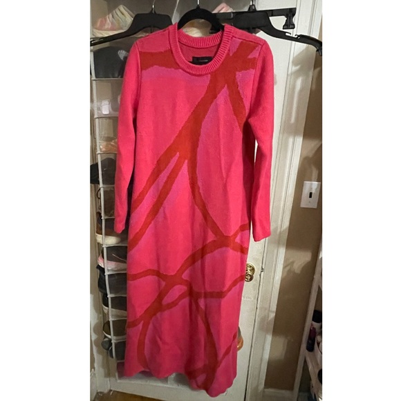 11 Honoré Alexia Long Sleeve Sweater Dress Hot Pink Swirls Women’s 1X - Picture 5 of 6